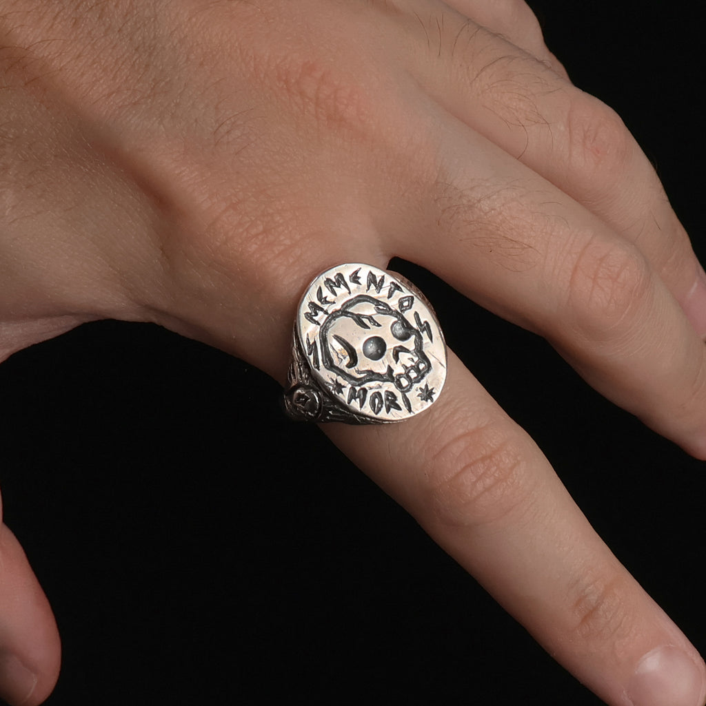 Memento Mori Silver-Plated Ring