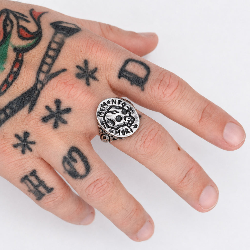 Memento Mori Silver-Plated Ring