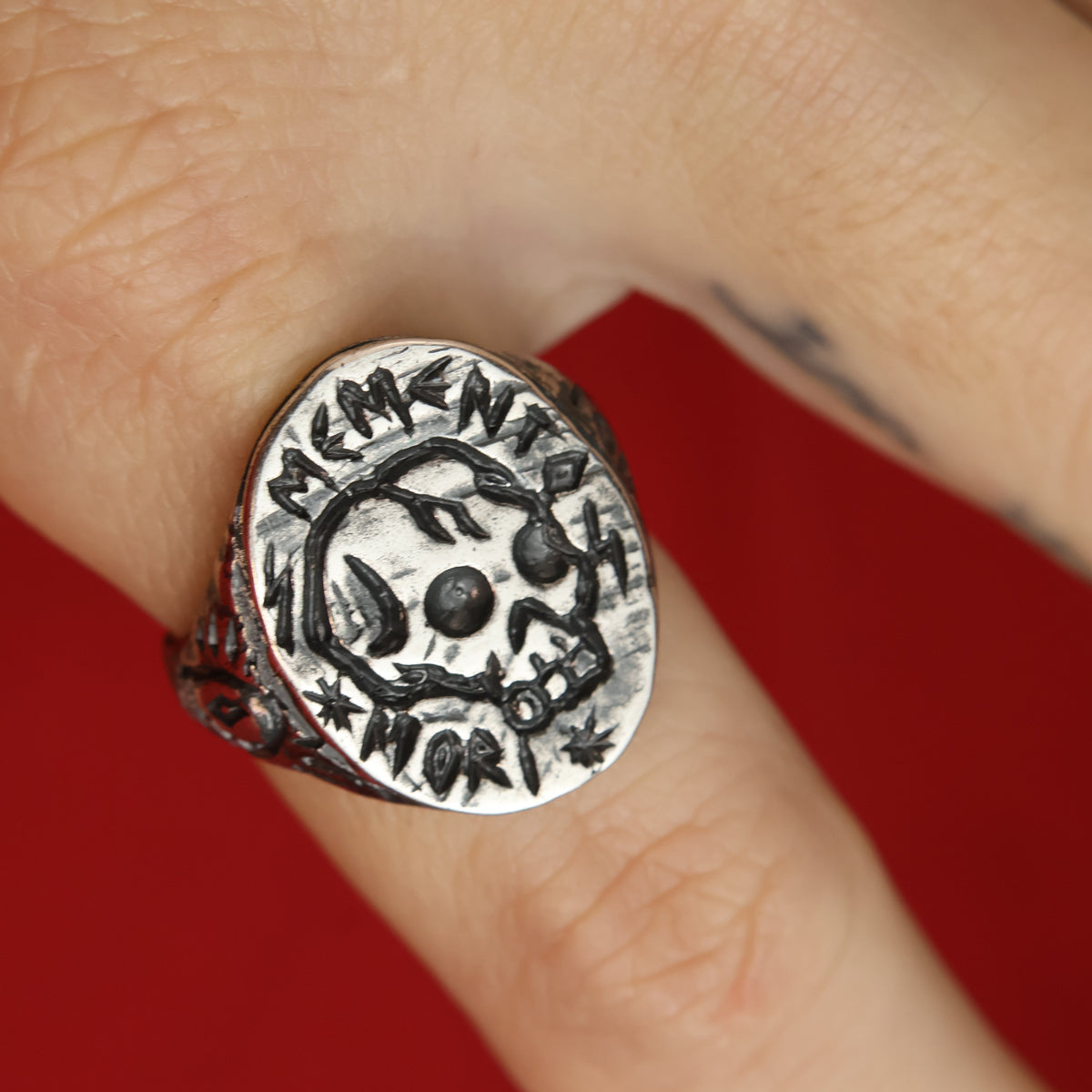 Memento Mori Silver-Plated Ring